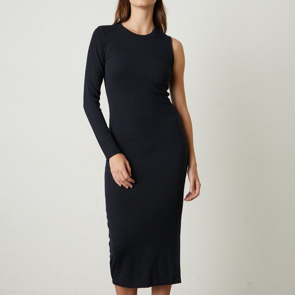 096 NWT VELVET (S) Trina Viscose Rib Dress - Black - Small